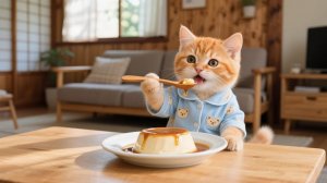 Рыжий котенок расстроен, когда карамельный пудинг распродан, мама-кошка делает для нее еще