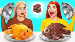 Челлендж. Шоколадная Еда vs Настоящая еда # Смешные Моменты