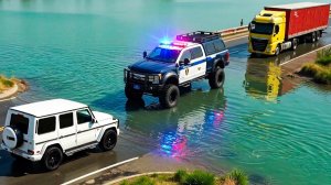 Челлендж Тачки против глубокой ямы с водой в игре BeamNG Drive. Машинки. Мультики для детей