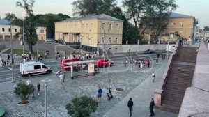 Обстановка на месте взрыва на Кудринской площади в Москве