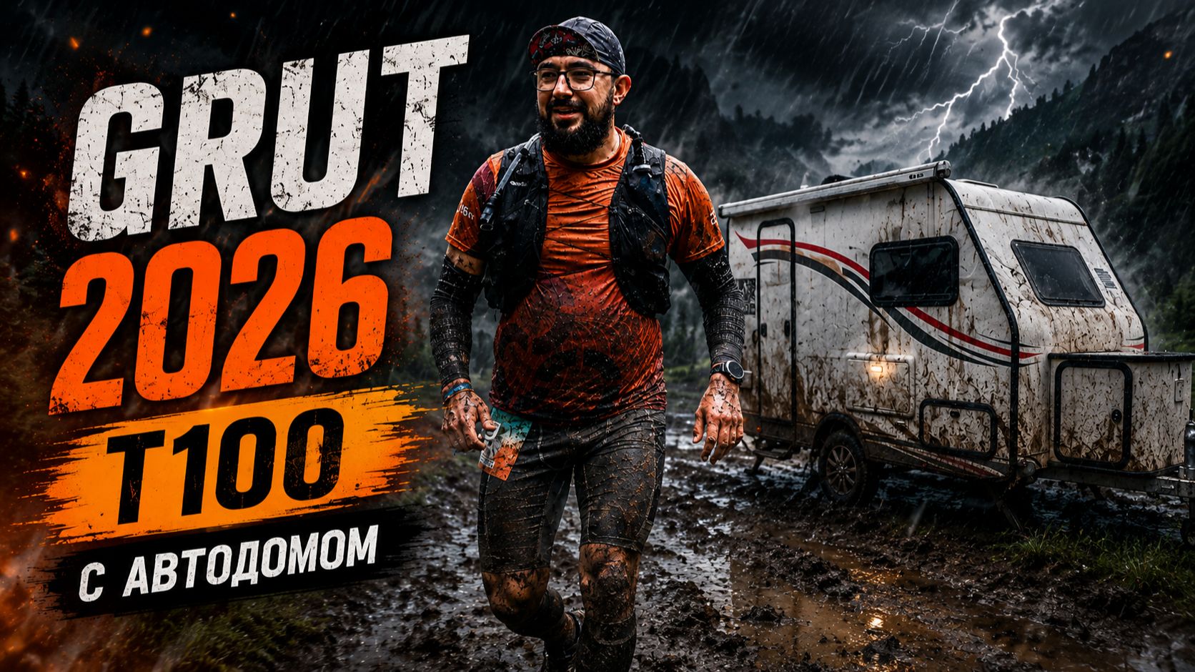 Впервые бегу GRUT T100. Самый ГРЯЗНЫЙ и СЫРОЙ ГРУТ с караваном GeedCamper-350