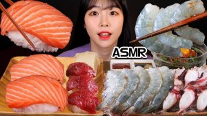 Мукбанг - морепродукты и лосось - морской стол