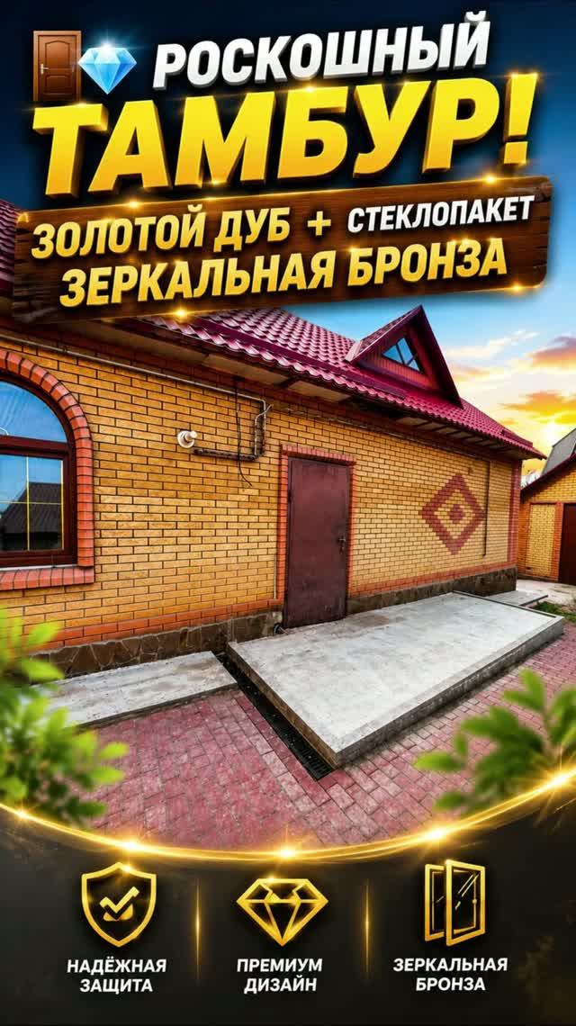 🚪💎 РОСКОШНЫЙ ТАМБУР! ЗОЛОТОЙ ДУБ + СТЕКЛОПАКЕТ ЗЕРКАЛЬНАЯ БРОНЗА ✨