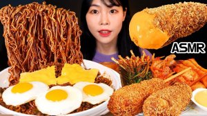 Мукбанг - длинная лапша с чёрным соусом - много соуса