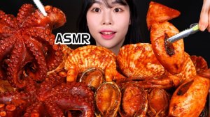 Мукбанг - морепродукты и осьминог и гребешок