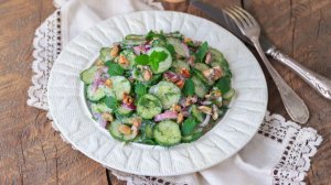 🥒 Летний салат из свежих огурцов | рецепт к шашлыку или второму