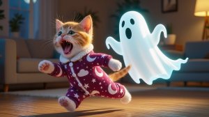 Рыжий котенок видит привидение 👻 Но мама-кошка защищает его с любовью 😾❤️