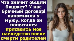 Что значит общий бюджет У нас брачный договор! - напомнила я мужу, когда он попытался присвоить