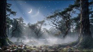Таинственный лес ⭐звуки лесной тишины со сверчками