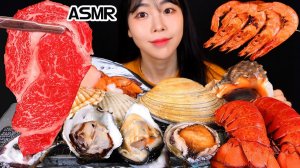 Мукбанг - морепродукты и креветки и лобстер - морской стол
