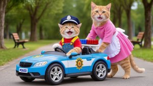 Рыжий котенок хочет стать полицейским — мама-кошка воплощает его мечту в жизнь