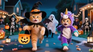 Рыжий кот и сестра видят призрака Хэллоуина 😱👻 Но происходит что-то непредвиденное!🐱🎃