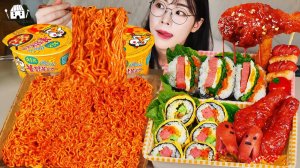 Мукбанг - острая лапша и сырные закуски - яркий выпуск