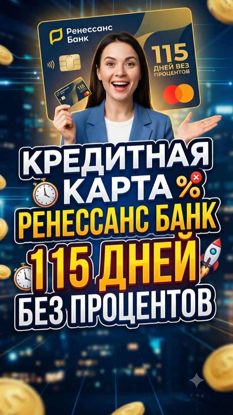 Кредитная карта Ренессанс Банка 115 дней без процентов! Обзор и условия!