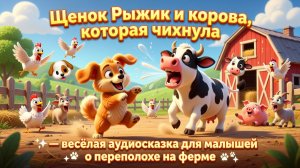 🐶🐄 Щенок Рыжик и корова, которая чихнула — весёлая аудиосказка для малышей о переполохе на ферме