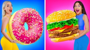 ЧЕЛЛЕНДЖ «ГИГАНТСКАЯ vs КРОШЕЧНАЯ ЕДА» НА 24 ЧАСА! Большие и маленькие порции