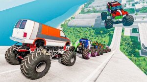 Аварии при прыжке на скоростном грузовике-монстре | BeamNG.drive