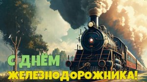 С днём железнодорожника. Красивая музыкальная открытка.