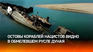 Обмелевший Дунай обнажил затопленные в 1944 году немецкие корабли