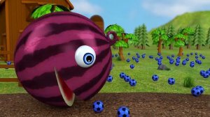 Изучаем цвета с Пакманом и игрушечным арбузом-сюрпризом от Farm Fruit Surprise.