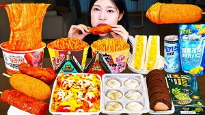 Мукбанг - десерты и токпокки и сырные закуски - яркие сладости