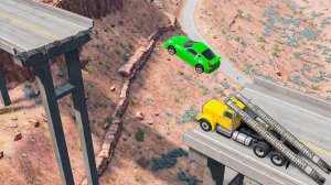 Грузовик с рампой против сломанного моста — Мультик BeamNG.drive