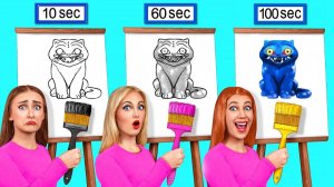 10 Секунд vs 60 Секунд vs 100 Секунд Челлендж Рисунков # Лайфхаки для Рисования от TeenDO Chall