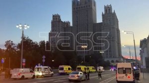 Обстановка на месте взрыва на Кудринской площади в Москве