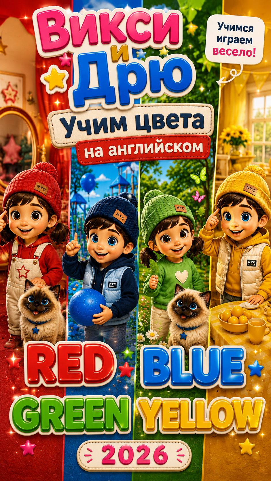 🌈 Учим цвета на английском! ❤️💙💚💛 | Викси и Дрю #shorts