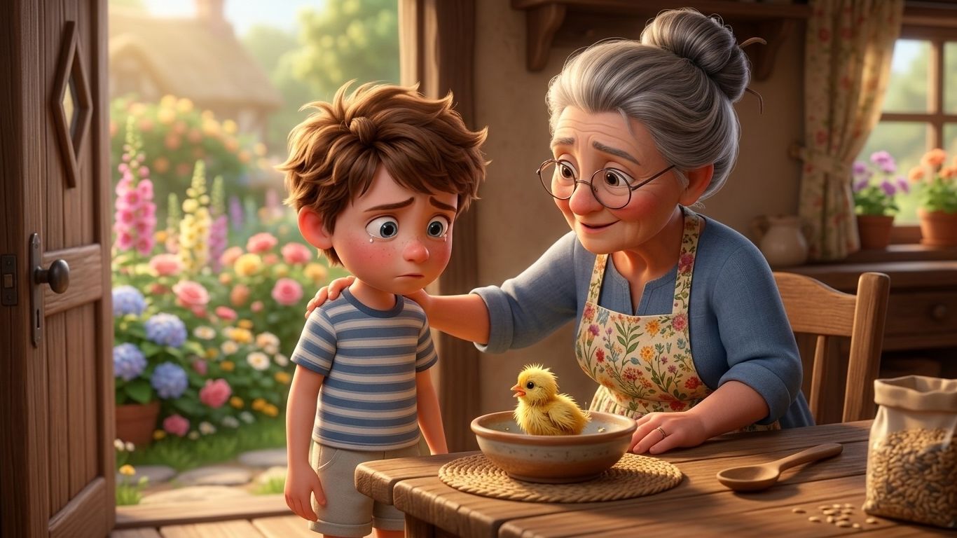 Костик и цыплёнок. Приключения Костика в деревне.