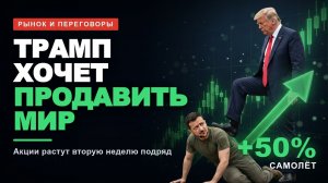 Трамп хочет продавить мир по Украине. Рынок акций растёт вторую неделю. Самолёт вырос более 50%.