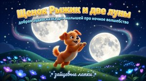 🐶🌕🌕 Щенок Рыжик и две луны — добрая аудиосказка для малышей про ночное волшебство ✨🐾