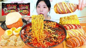 Мукбанг - острая лапша и сырные закуски - вкусный выпуск