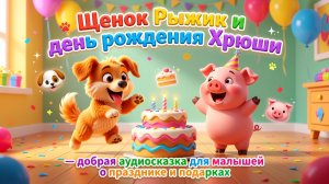 🐶🐷🎂 Щенок Рыжик и день рождения Хрюши — добрая аудиосказка для малышей о празднике и подарках ✨🐾