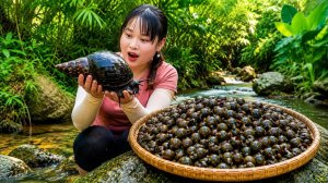 Сбор речных улиток и земляных сот для для продажи на рынке. Делаю рисовые шарики для здоровья