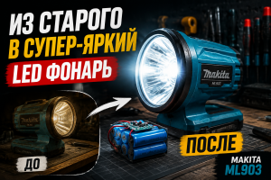 Переделка винтажного фонаря Makita ML903 в сверхъяркий LED