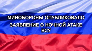 |Н. РФ| Минобороны опубликовало заявление о ночной атаке ВСУ