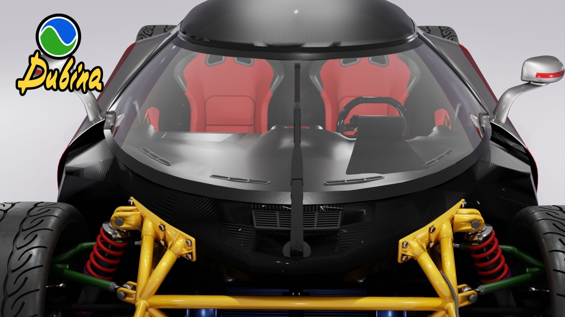 Установка ветрового стекла монокока на электрический суперкар Evo в 3D-конструкторе Dubina