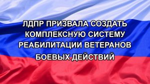 |Н. РФ| ЛДПР призвала создать комплексную систему реабилитации ветеранов боевых действий