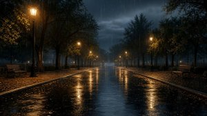 Мгновенный глубокий сон под спокойные звуки дождя в ночном парке | Звуки дождя для сна 🌙