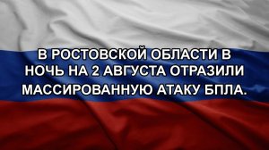 В Ростовской области в ночь на 2 августа отразили массированную атаку БПЛА.