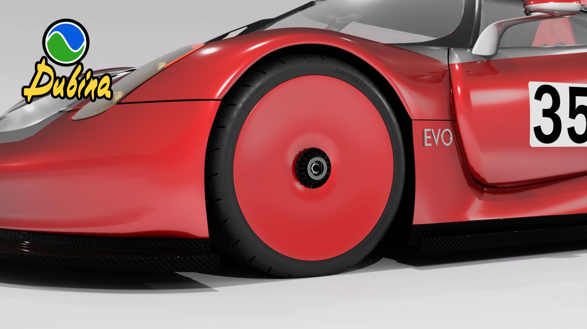 Установка колес на электрический суперкар Evo в 3D-конструкторе Dubina