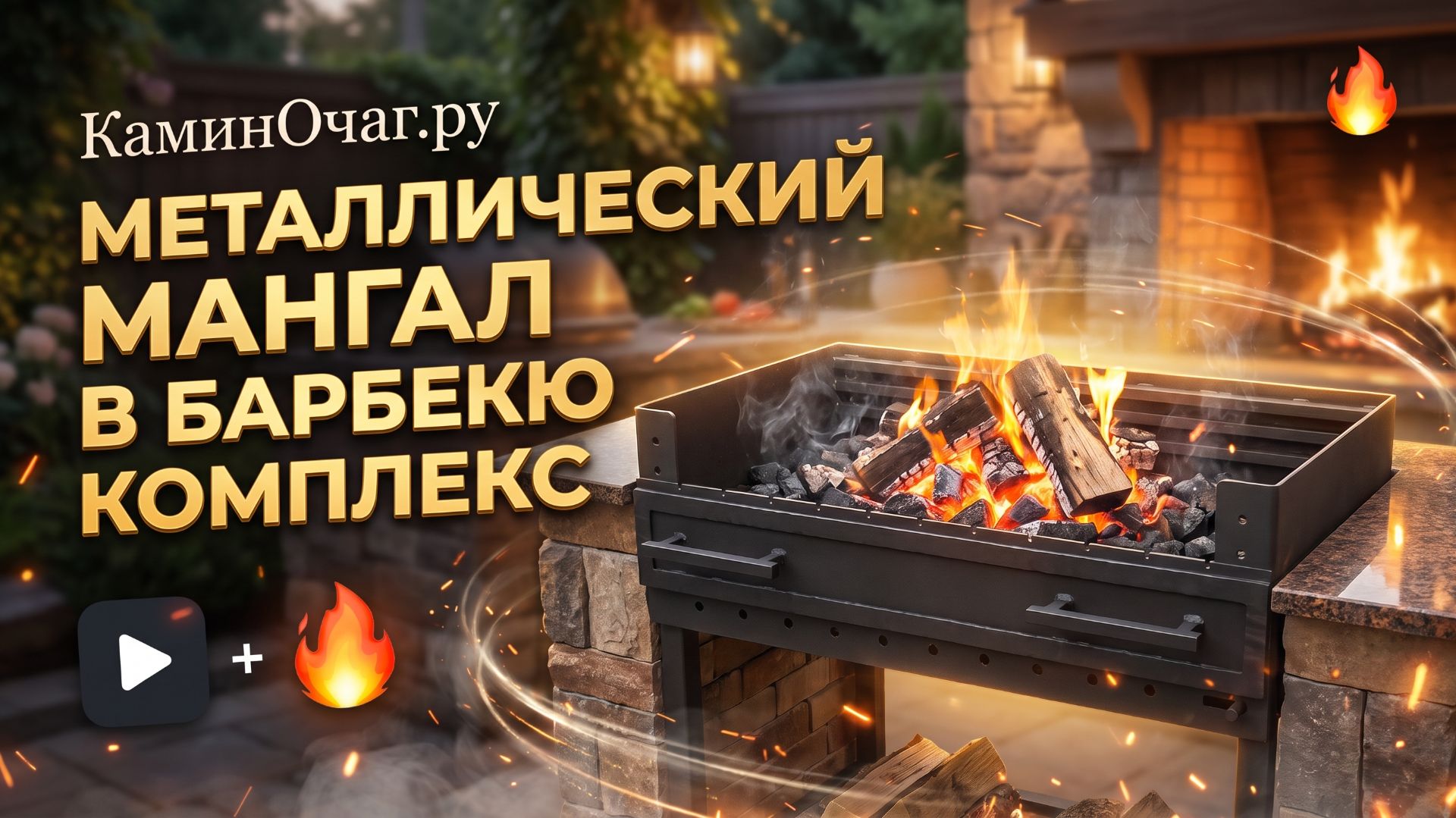 Встраиваемый мангал с регулировкой по высоте
