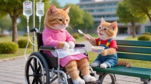 💔🐾 Рыжий котенок заботится о раненой маме-кошке — трогательное спасение, полное слез и люб