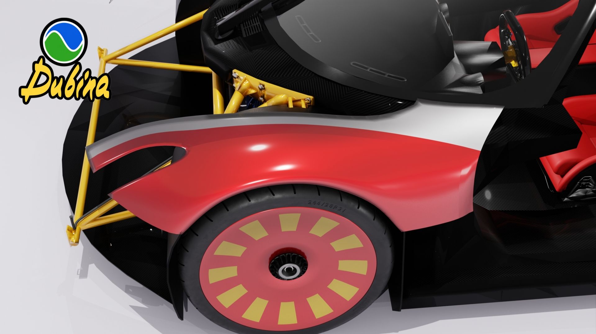 Установка переднего крыла на электрический суперкар Evo в 3D-конструкторе Dubina