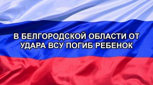 |Н. РФ| В Белгородской области от удара ВСУ погиб ребенок