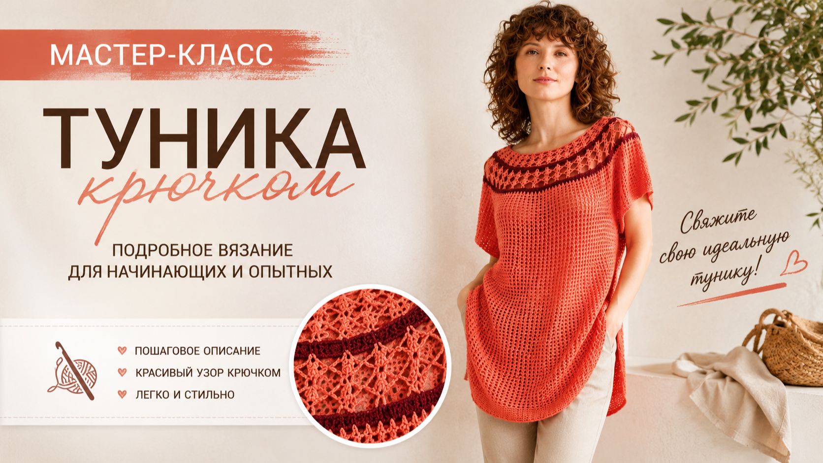 Вяжем вместе: простая и стильная туника крючком