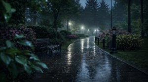 Мгновенный сон с дождём и далёкими звуками грома, шум дождя в парке | Звуки дождя для сна 🌙