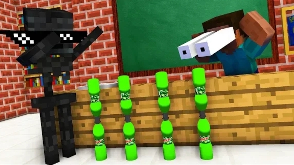 BOTTLE FLIP Challenge And Stupid Jokes In Minecraft