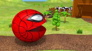 Изучаем цвета с PACMAN и фермерским кроликом, плеснем, арбузом, помидором, уличным транспортным сред